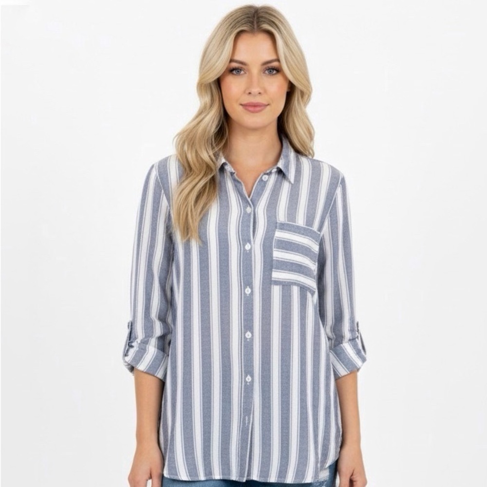 STYLE & CO blue striped top size 2X